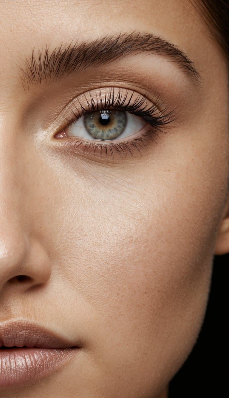 A close-up of an ivory satin eyeshadow palette with soft neutral tones