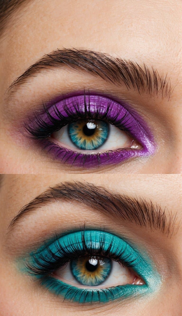 A close-up of vibrant summer eye makeup with vivid jewel tones