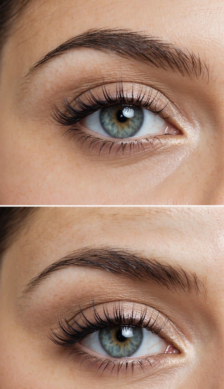 A bride's eye with a soft neutral eyeshadow, accented by a brightening inner corner highlight