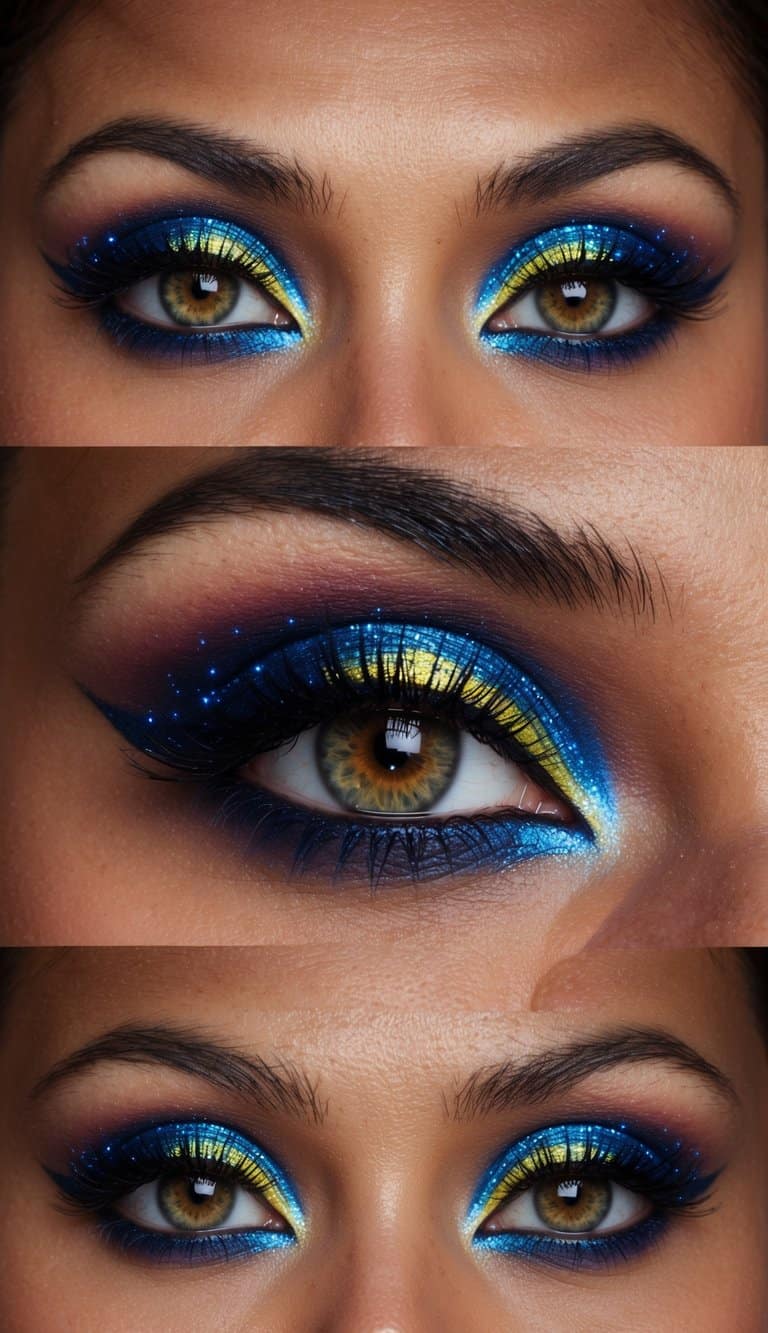 Vibrant eye makeup designs inspired by a starlit night sky