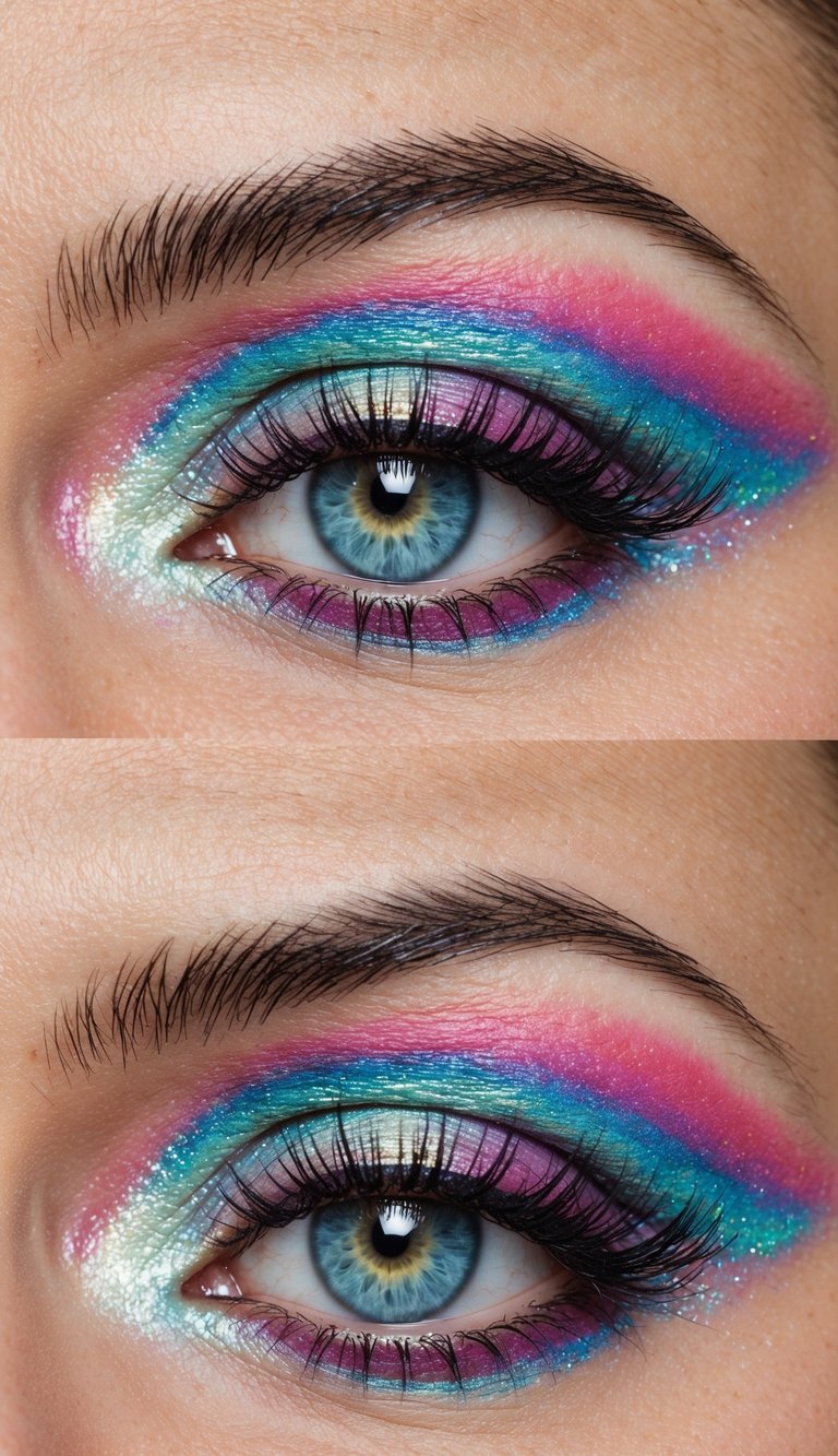 A swirling mix of vibrant colors resembling iridescent candy floss