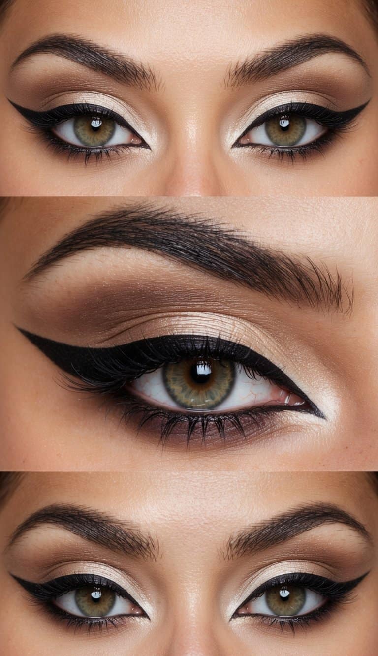 A sleek and elegant cat eye makeup look with sharp, precise lines and a sophisticated, refined aesthetic