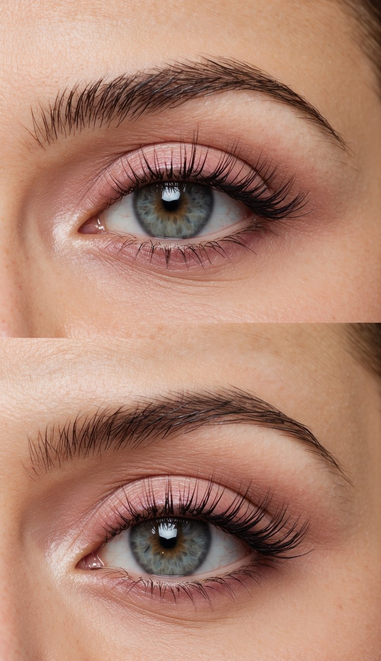 A soft pink romantic look with neutral tones, creating a simple and stylish everyday eye makeup idea