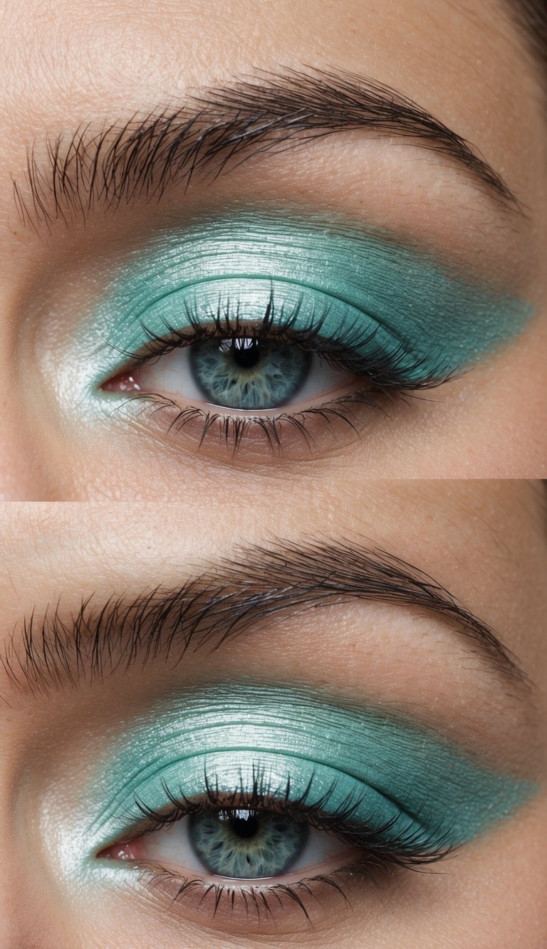A frosty mint prism reflecting cool-toned eye makeup looks