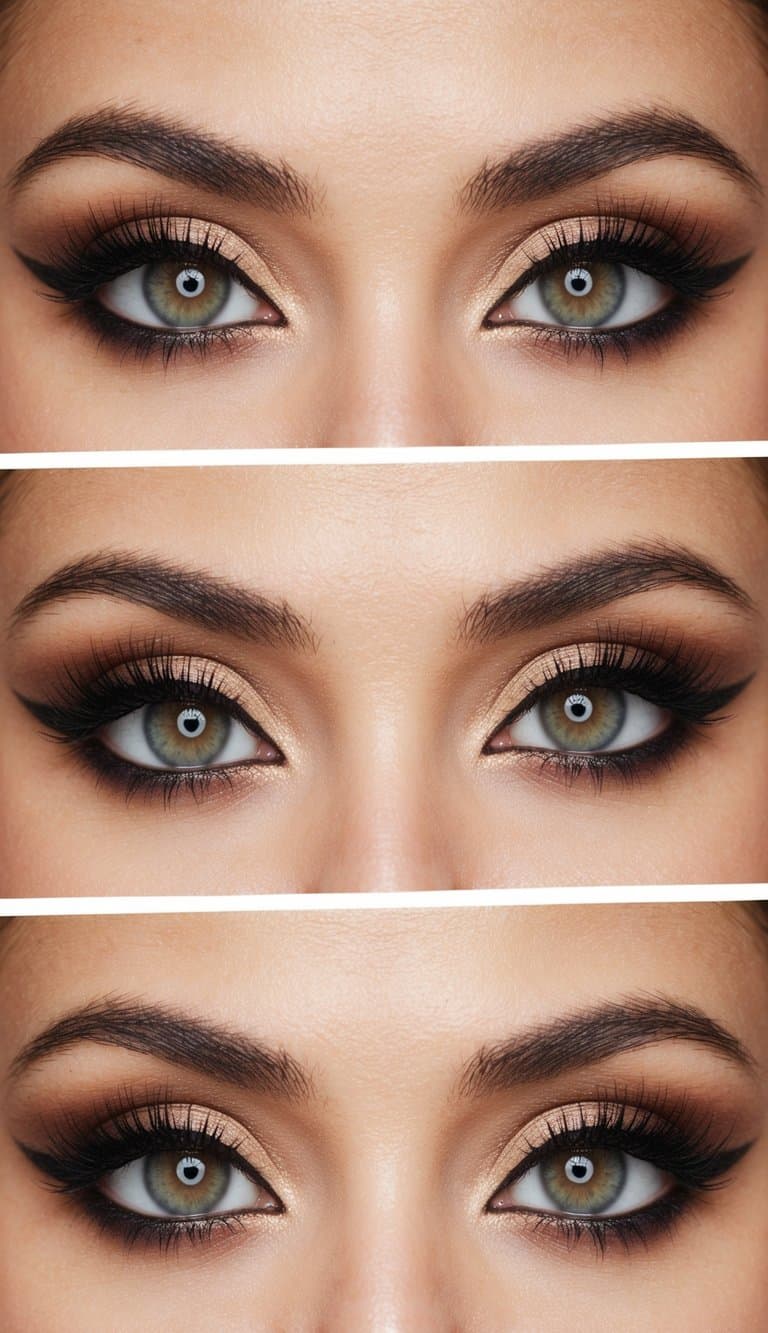 A close-up of a pair of eyes with elegant and enduring makeup looks