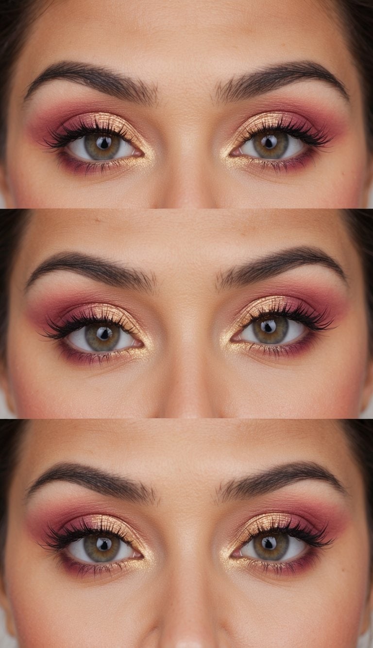 Soft pink and gold hues blend together in the warm glow of a sunset, creating a romantic and timeless atmosphere for wedding eye makeup