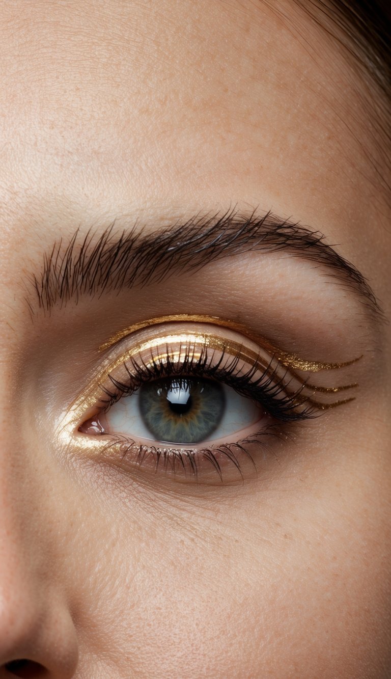 Golden lines swirl and curve like delicate leaves on a dark background