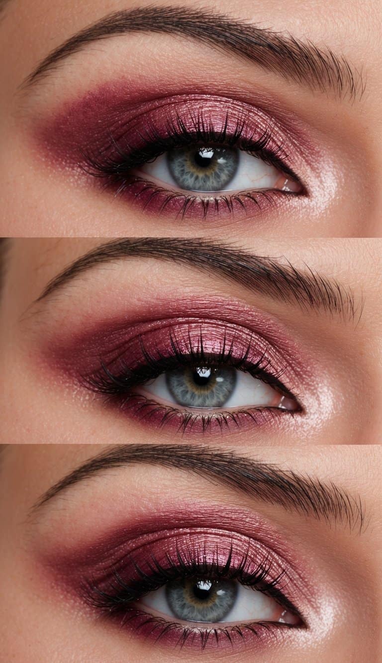 A close-up of a sultry pink smokey eye with a subtle shimmer