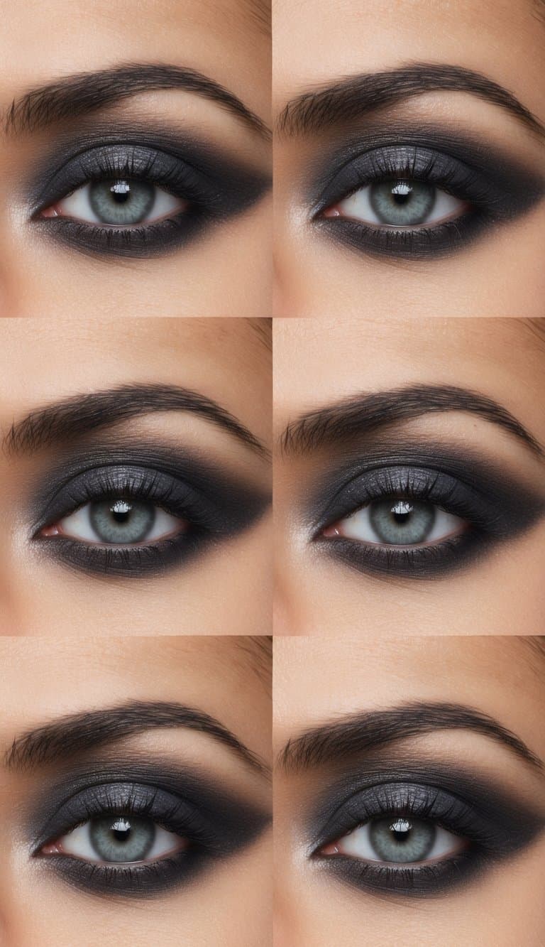 Soft graphite shadows create effortless eye makeup