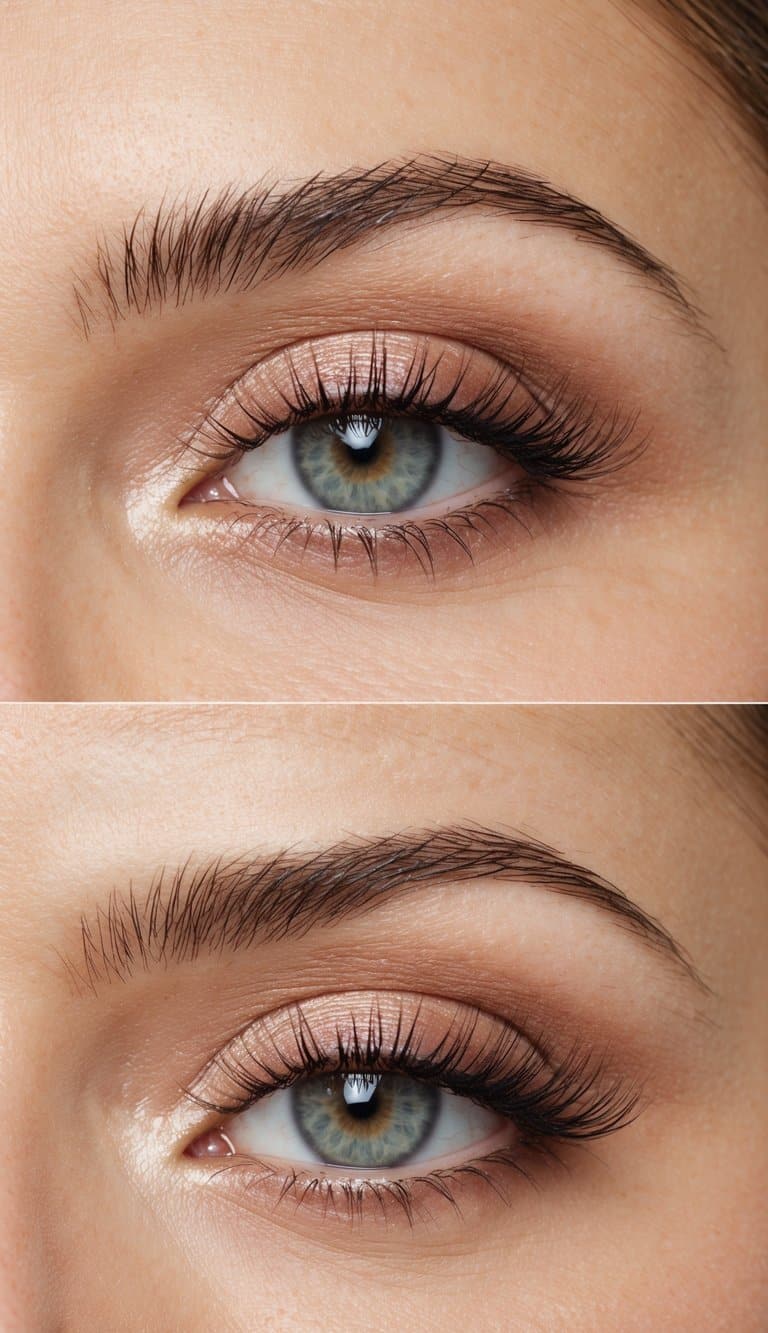 A soft glam eye makeup palette in beige and rose tones, with elegant and romantic elements