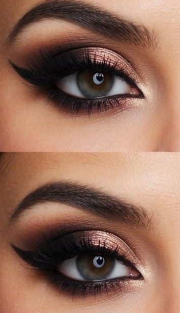 A woman with bold red lips and glamorous smokey eyes, ready for a night out