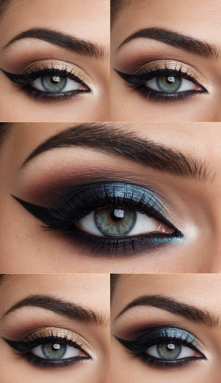 A cat eye with ombre shades on the lid, showcasing bold and elegant makeup