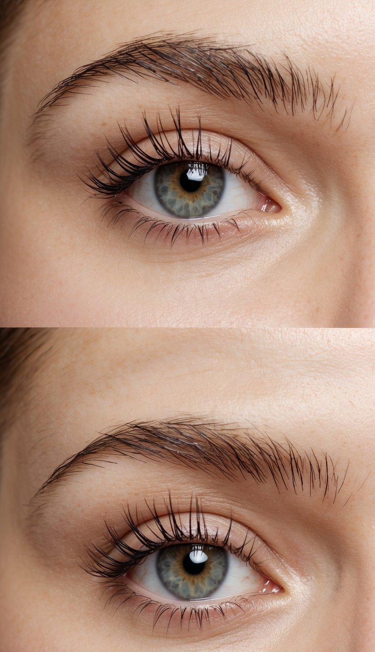 Lower lashes coated with clear mascara, creating a soft and innocent charm