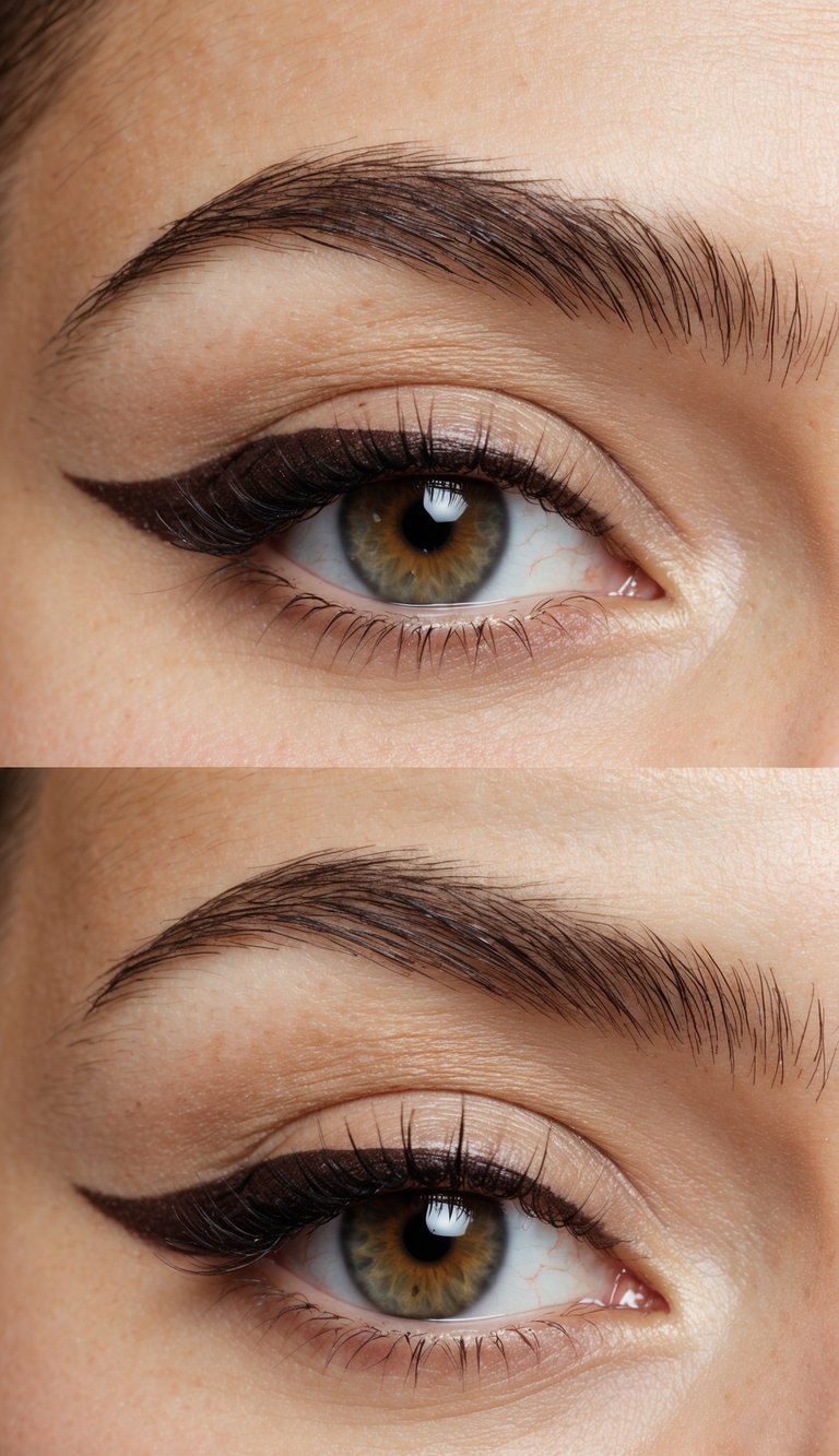 Subtle brown eyeliner smudged out on a soft, innocent eye