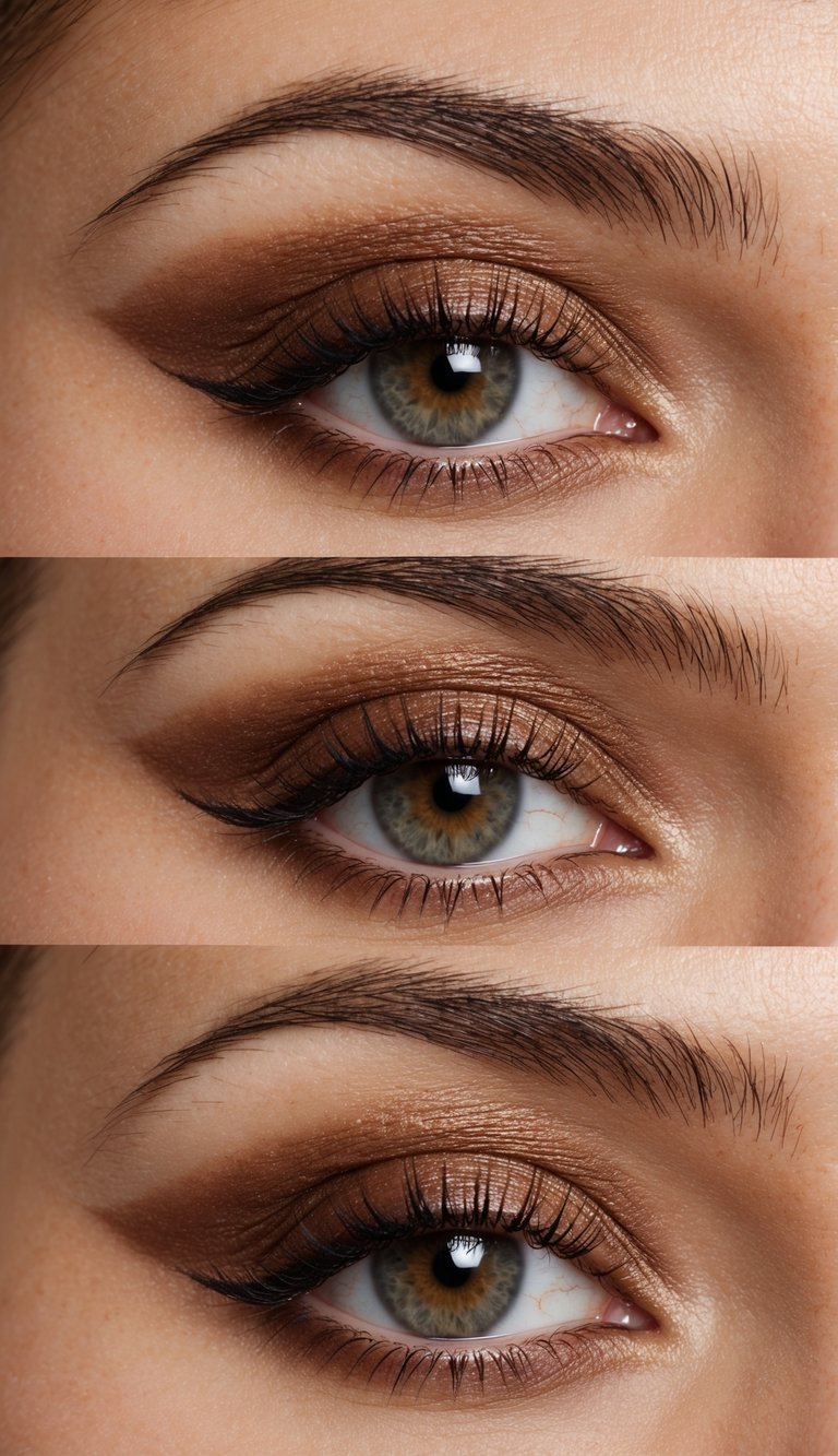 Soft brown shadow applied along lower lash line