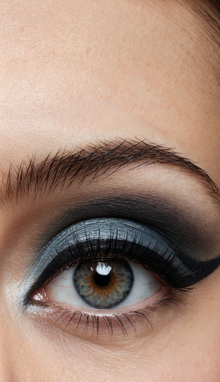 A close-up of an eye with a defined outer crease using the 'V' technique for cut crease eye makeup