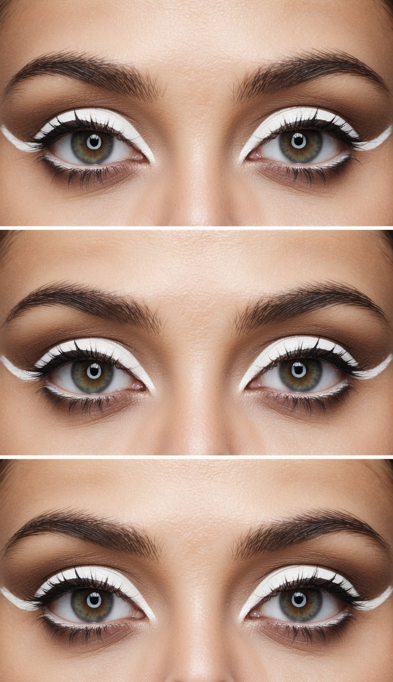 Eyes with white liner along upper and lower waterlines