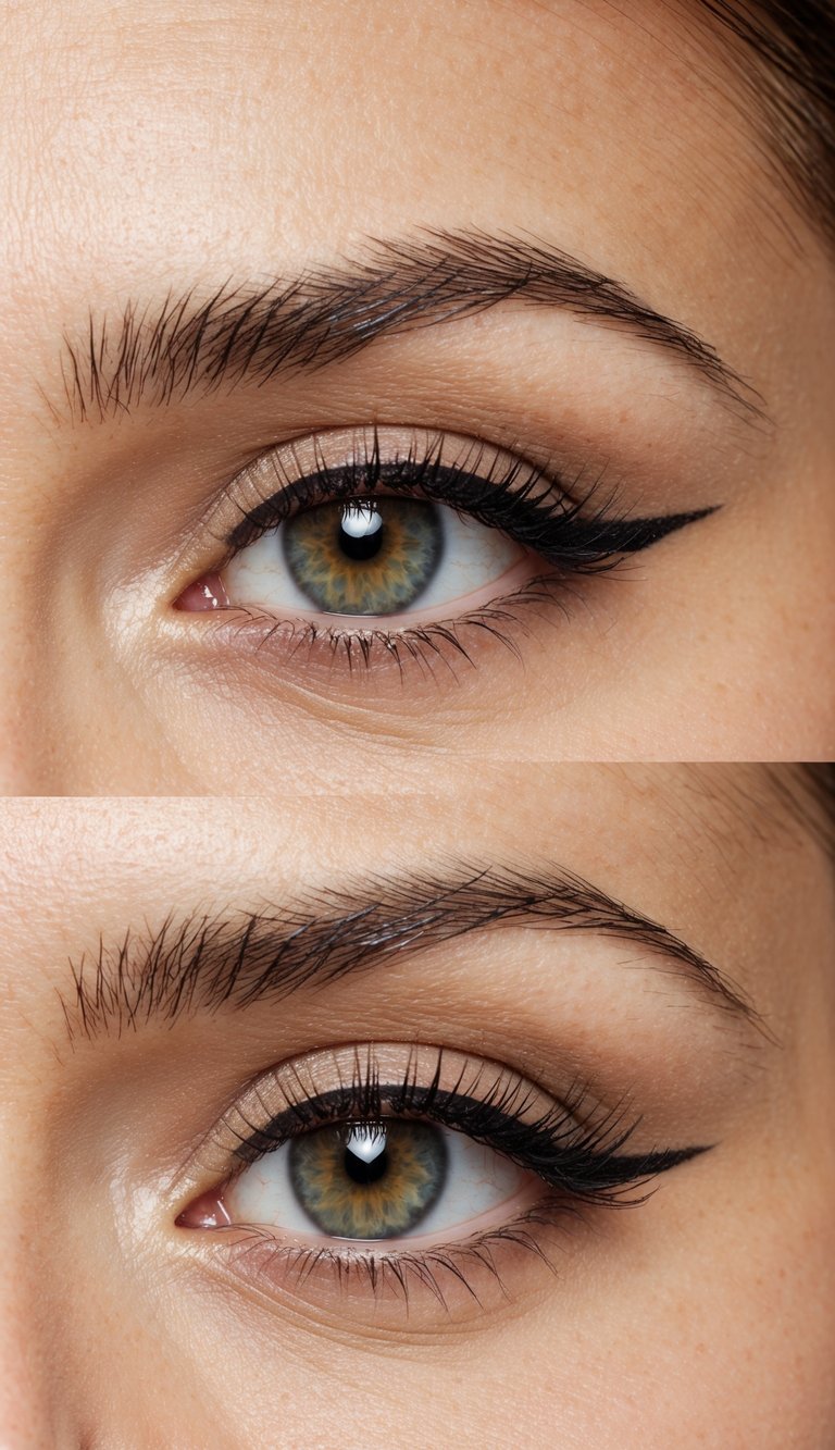 A close-up of an eye with subtle pencil defining the lower lash line
