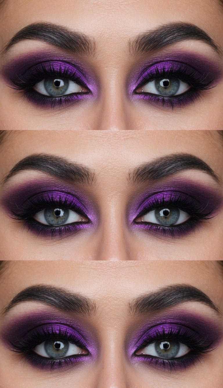 A dramatic purple smokey eye with gothic inspiration