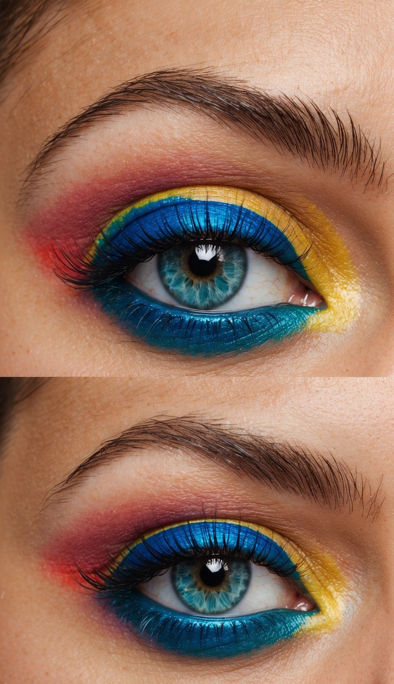 A colorful coral reef with vibrant summer-inspired eye makeup looks