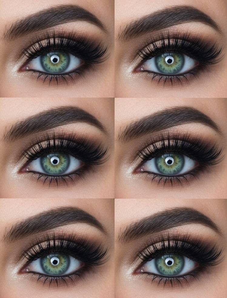 Simple Halloween eye makeup idea using neutral brown tones and soft shimmer under the brows and in the inner corners for a gentle, wearable effect.