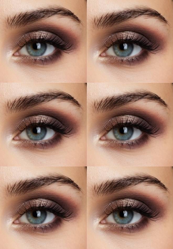 Detailed eye makeup look featuring a hooded eye makeup technique with soft plum and taupe eyeshadow, diffused edges, natural lashes, and clean brow structure.