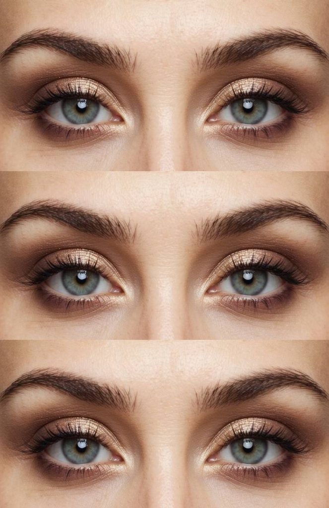 Bronze eyeshadow glowing across the lid with deeper brown shading at the edges, showing warm dimension in beginners eye makeup styles.